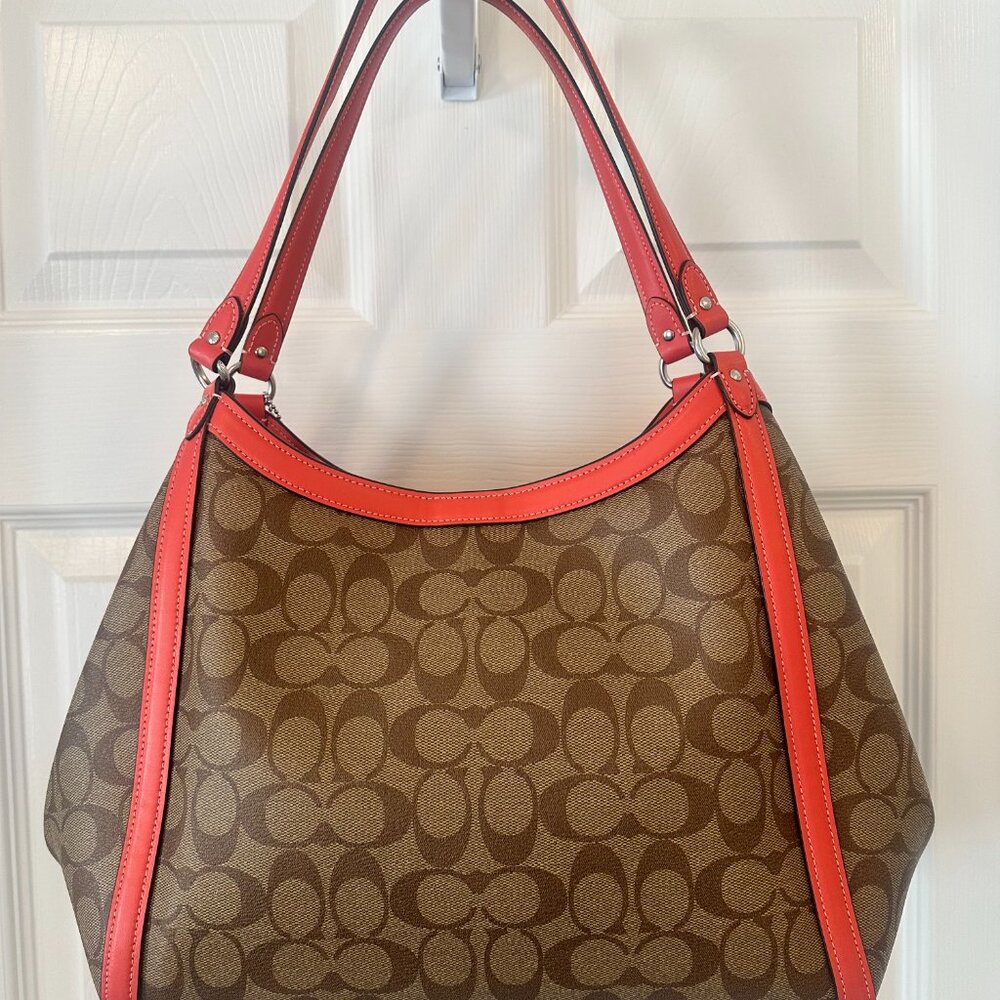 Coach No B2391-C6232 Kristy Shoulder Handbag - Khaki signature - Tangerine - Picture 5 of 15